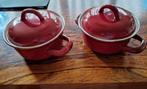 Geëmailleerde pannetje stoofpot rood Blokker saus Creuset?, Ophalen of Verzenden, Zo goed als nieuw, Overige materialen, Kookpan of Snelkookpan