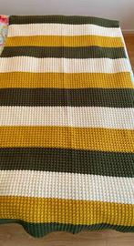 Sprei, deken, woondeken, okergeel, golfjessteek, plaid, Ophalen of Verzenden