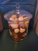 Glazen pot met decoratieve eieren paas eieren, Ophalen of Verzenden