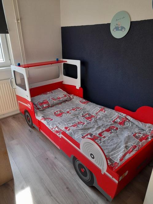 Brandweerbed kinderbed, Kinderen en Baby's, Kinderkamer | Bedden, Gebruikt, 180 cm of meer, 85 tot 100 cm, Lattenbodem, Matras
