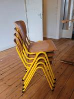 Vintage school stoelen 4x, Huis en Inrichting, Stoelen, Ophalen, Zo goed als nieuw, Bruin, Vier