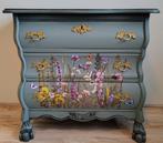 Licht groen buikkastje met botanische print, Ophalen, Gebruikt, Vintage, 50 tot 100 cm