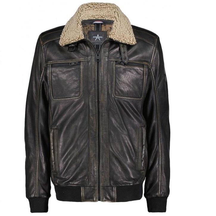 Stoere leren jack van Donders, Kleding | Heren, Jassen | Winter, Zo goed als nieuw, Maat 52/54 (L), Bruin, Ophalen