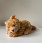 Knuffel poes, rode poes/kater van Steiff met knop., Ophalen of Verzenden, Zo goed als nieuw, Poes