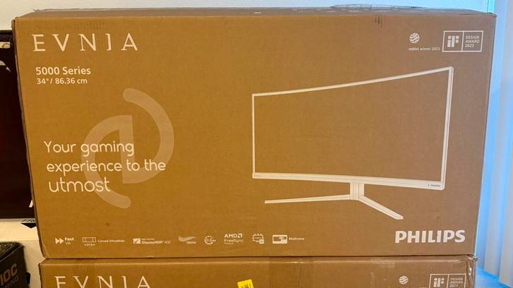 Philips Evnia 34M2C5501A/00 34” 180Hz QHD Curved, Computers en Software, Monitoren, Zo goed als nieuw, 151 t/m 200 Hz, DisplayPort