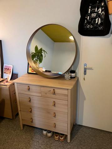 BJÖRKSNÄS ladekast ikea hout met leren handgrepen beschikbaar voor biedingen