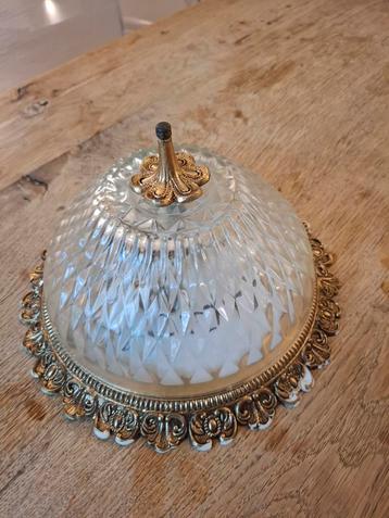 Spaanse Plafonnierre Messing/Glas beschikbaar voor biedingen