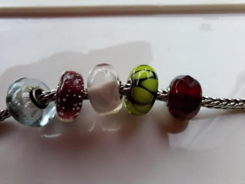 5 trollbeadsbedels van glas, Sieraden, Tassen en Uiterlijk, Bedels, Gebruikt, Trollbeads, Glas of Kristal, 4 bedels of meer, Ophalen of Verzenden
