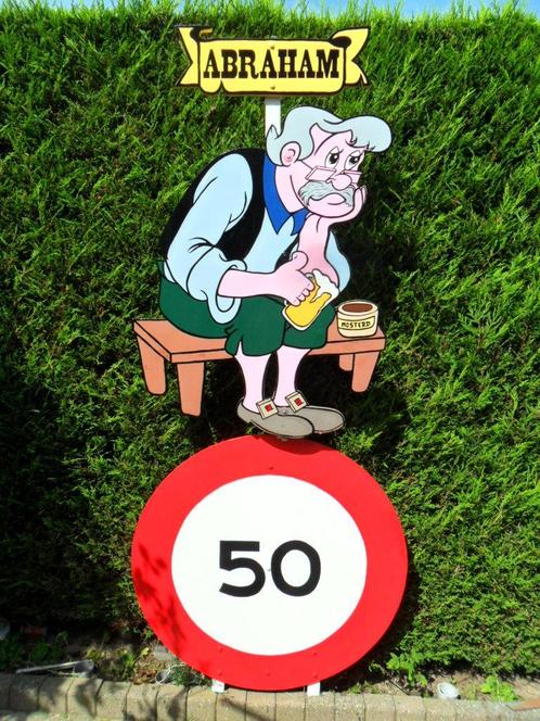 Verjaardag 50 Abraham / 50 Sarah feestborden, tuinversiering, Hobby en Vrije tijd, Feestartikelen | Verhuur, Zo goed als nieuw