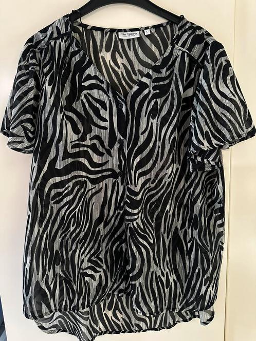 So Soire zebraprint semi-transparante blouse, Kleding | Dames, Blouses en Tunieken, Gedragen, Maat 42/44 (L), Zwart, Ophalen of Verzenden