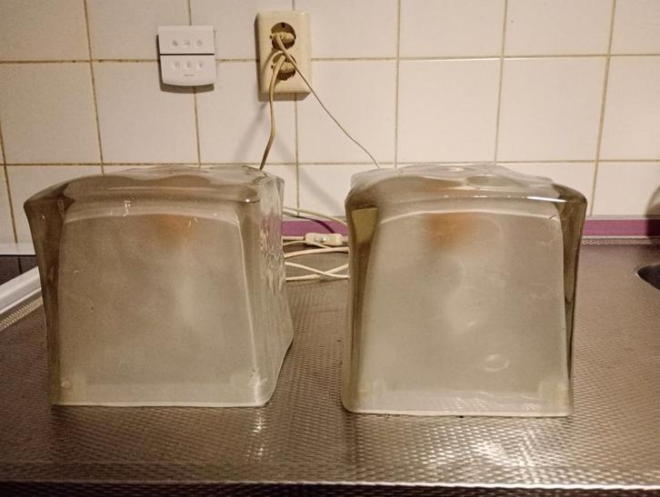 Ikea Iviken IJsblok Ice Cube Lampen jaren 90, Huis en Inrichting, Lampen | Hanglampen, Gebruikt, Minder dan 50 cm, Glas, Ophalen of Verzenden