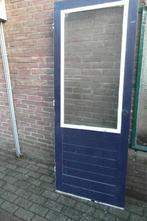 Hardhouten deur met dubbel glas  210 x 77, Doe-het-zelf en Verbouw, Deuren en Horren, Gebruikt, Minder dan 80 cm, Ophalen of Verzenden