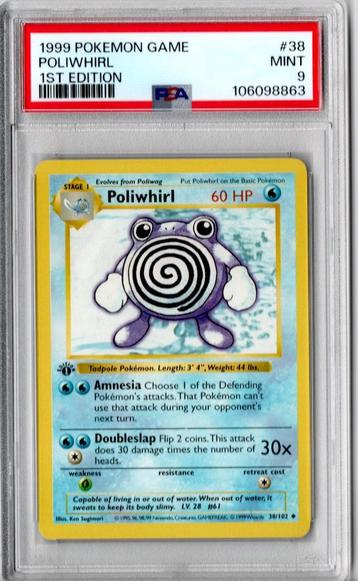 Poliwhirl 1st Edition Psa9 Base set 1999 beschikbaar voor biedingen
