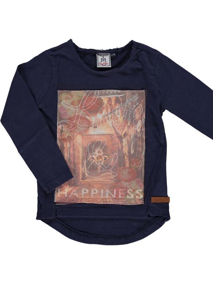 RETOUR longsleeve shirt blauw donkerblauw navy maat 16 176, Kinderen en Baby's, Kinderkleding | Maat 176, Zo goed als nieuw, Meisje