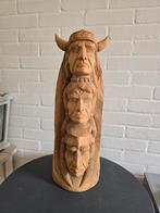 Houten Indianen totempaal met 3 gezichten, Antiek en Kunst, Ophalen