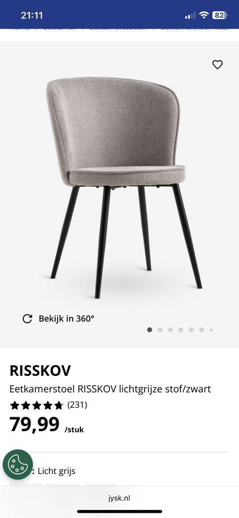 6x eetkamerstoel RISSKOV van Jysk, Huis en Inrichting, Stoelen, Zo goed als nieuw, Vijf, Zes of meer stoelen, Ophalen