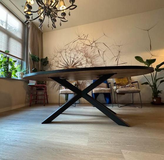 Mango Houten Eettafel 220x120 cm - Industrieel, Huis en Inrichting, Tafels | Eettafels, Nieuw, 100 tot 150 cm, 150 tot 200 cm