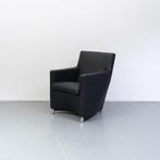 2x Leolux Dolcinea Fauteuil Zwart Leer - Aluminium Pootjes, Huis en Inrichting, Fauteuils, Minder dan 75 cm, Ophalen of Verzenden