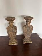 Set van 2 Vintage Kandelaars, Ophalen, Gebruikt, Bruin, Metaal