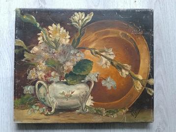 Stilleven met boeket bloemen in een schaal - 1925  beschikbaar voor biedingen