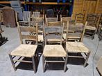 9 stuks houten stoelen met rieten zitting €15 pst, Ophalen