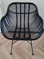 6 Eetkamerstoelen - Zwart Riet/Metaal, Huis en Inrichting, Stoelen, Gebruikt, Zwart, Riet of Rotan, Ophalen of Verzenden