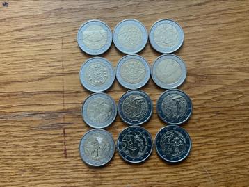 12 X verschillende Euromunten. beschikbaar voor biedingen