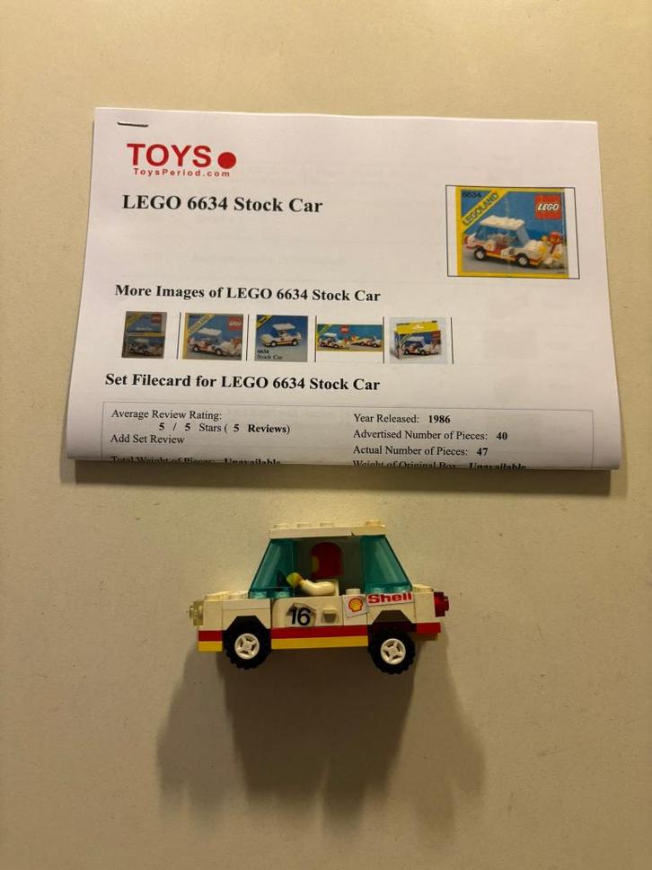Lego 6634 stock car - vintage legoland auto race car set!, Kinderen en Baby's, Speelgoed | Duplo en Lego, Gebruikt, Lego, Complete set