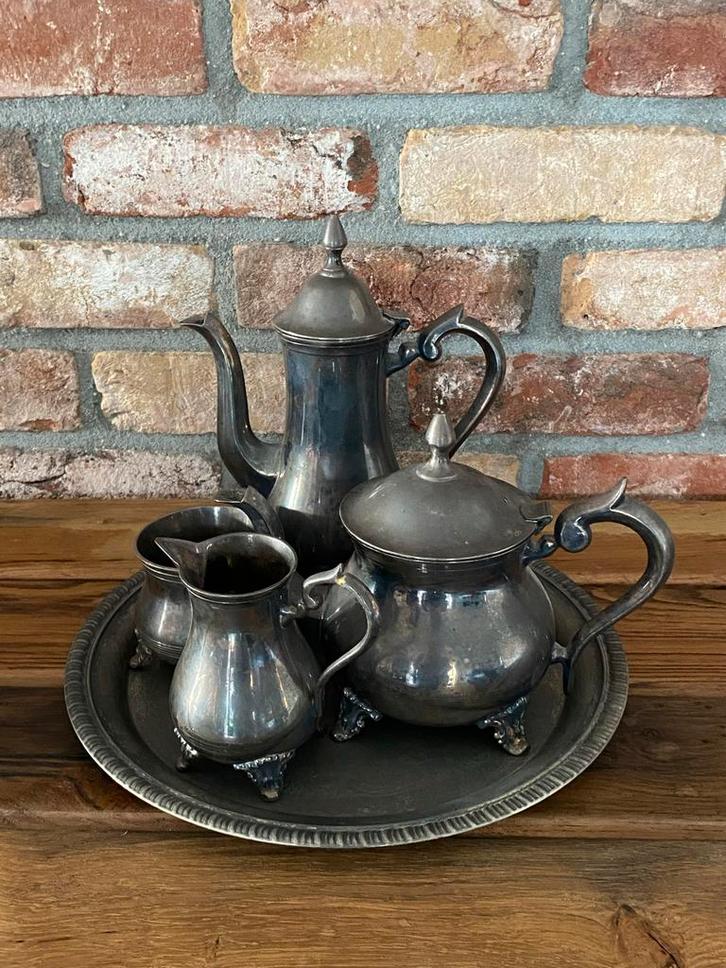 Antiek Thee- koffieservies EPNS A1, Antiek en Kunst, Antiek | Goud en Zilver, Zilver, Ophalen of Verzenden