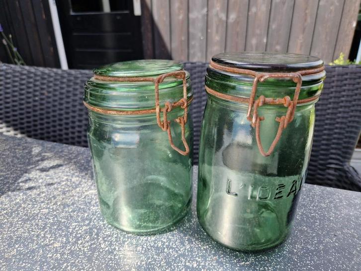 Oude groene weckpotjes, Antiek en Kunst, Antiek | Keukenbenodigdheden, Ophalen of Verzenden