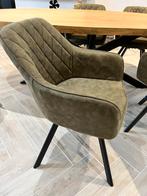 4 nieuwe olijfgroene velvet draaibare designstoelen, Ophalen, Design, Nieuw, Vier