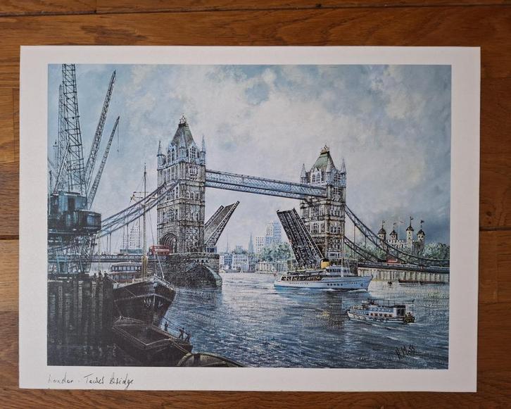 reproductie tekeningen Londen, Huis en Inrichting, Woonaccessoires | Schilderijen, Tekeningen en Foto's, Zo goed als nieuw, Tekening