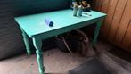 Eikenhouten tafel, turquoise geverfd, Huis en Inrichting, Tafels | Eettafels, Ophalen, Gebruikt, 50 tot 100 cm, Eikenhout