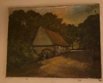 Olieverf schilderij  Watermolen gesigneerd 80x60 cm.  beschikbaar voor biedingen