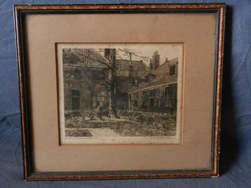 Mooie ets Proveniershuis Haarlem Joh. Josseaud 13 x 16,2 cm beschikbaar voor biedingen