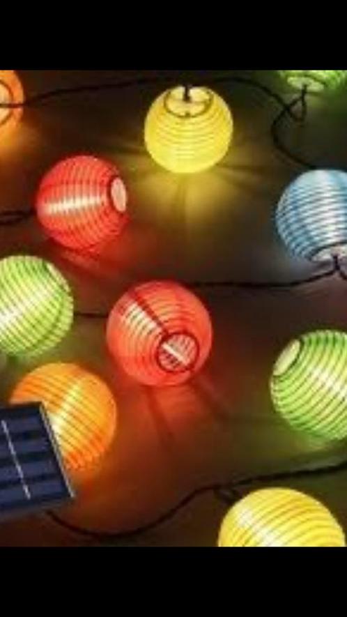 Sfeervol Solar Lichtsnoer Met 10 Gekleurde lampions (Nieuw), Huis en Inrichting, Lampen | Overige, Nieuw, Verzenden