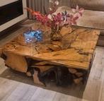 Robuuste eikenhout salon tafel, Ophalen of Verzenden, Minder dan 50 cm, 100 tot 150 cm, 100 tot 150 cm