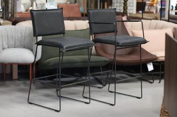2 luxe barstoelen Norman Jess Design metaal leer zwart beschikbaar voor biedingen