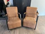 2 Cognac kleurige fauteuils, Huis en Inrichting, Fauteuils, Ophalen, Gebruikt, Minder dan 75 cm, Stof