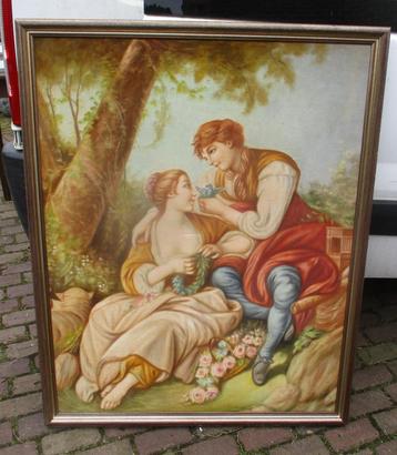 Prachtige Kunstwerk op doek - Liefde in 18de Eeuw - 127x102 beschikbaar voor biedingen