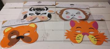 4 dieren maskers voor kinderen van foam, nieuw  beschikbaar voor biedingen