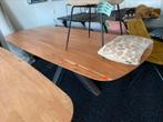 Eettafel acacia hout 240x100 dikke stalen matrixpoot, Ophalen, Vijf personen of meer, Ovaal, Nieuw