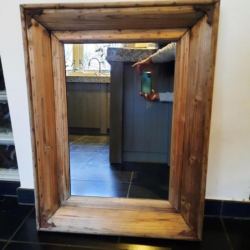 spiegel met blank houten lijst, Huis en Inrichting, Woonaccessoires | Spiegels, Zo goed als nieuw, 50 tot 75 cm, Minder dan 100 cm