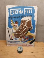Vintage Eskima Fett Reclameplaat + Blik - Zweden 1940/50, Ophalen of Verzenden, Gebruikt, Reclamebord