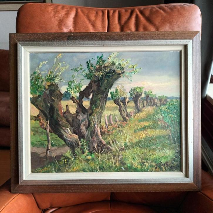 Jaap de Ruig (1909-1992), Baarn, landschap met knotwilgen, Antiek en Kunst, Kunst | Schilderijen | Klassiek, Ophalen of Verzenden