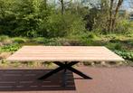 Tuintafel met stalen poot inclusief bankje en drie stoelen, Tuin en Terras, Tuintafels, Ophalen, Rechthoekig, Hout