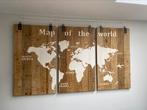 Mooi houten drieluik ‘Map of the World’., Huis en Inrichting, Ophalen of Verzenden, Zo goed als nieuw