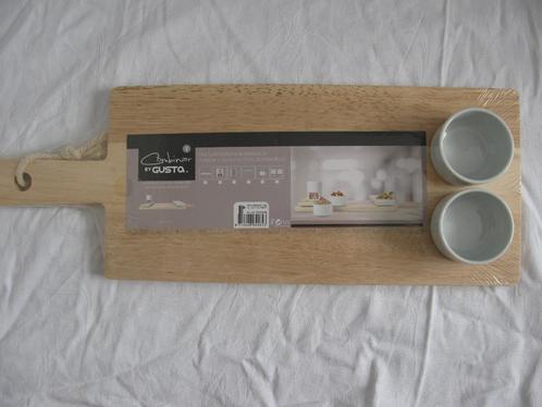 Houten serveerplank / borrelplank met 2 dipschaaltjes, nieuw, Huis en Inrichting, Keuken | Keukenbenodigdheden, Nieuw, Verzenden