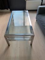 salontafel met  chroom en voorzien van glasplaat, Ophalen, Gebruikt, 100 tot 150 cm, 50 tot 100 cm