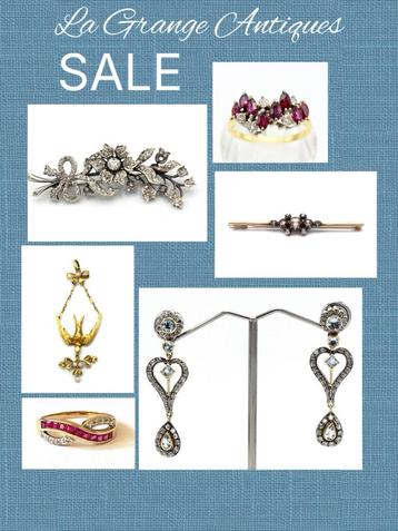 Sale bij La Grange Antiques; antieke sieraden, goud diamant. beschikbaar voor biedingen